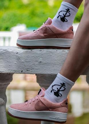 Nike air force 1 sage pink white 1 женские кроссовки / найк аир форс/ розовые6 фото