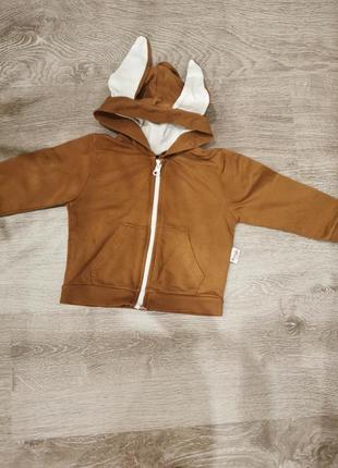 Спортивна кофта на замочку з вушками зайчика 6-9 місяців