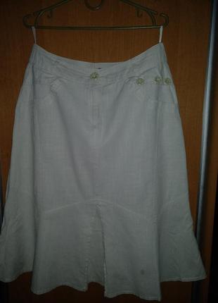 Летняя льняная юбка. 48 размер.