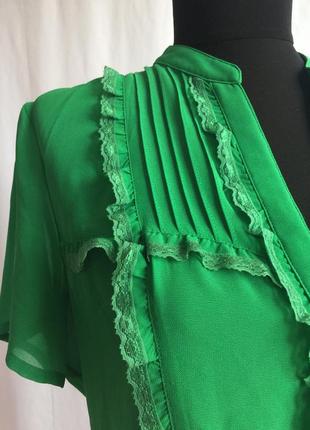 Романтична блузка зелена блуза сорочка6 фото