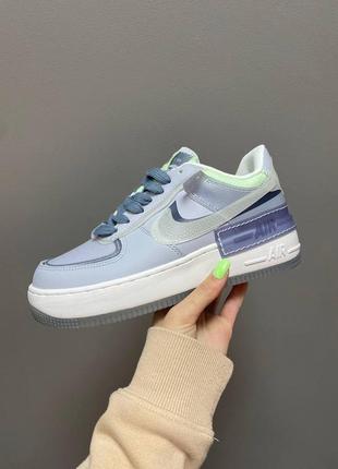 Nike air force 1 shadow ghost blue жіночі кросівки/ найк аір форс шадов