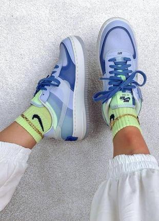 Nike air force 1 shadow ghost blue женские кроссовки/ найк аир форс  шадов6 фото
