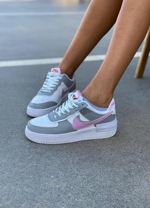 Nike air force 1 shadow grey pink жіночі кросівки/ найк аір форс шадов9 фото