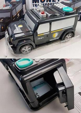 Копилка сейф машинка с кодовым замком и отпечатком пальца money transporter8 фото