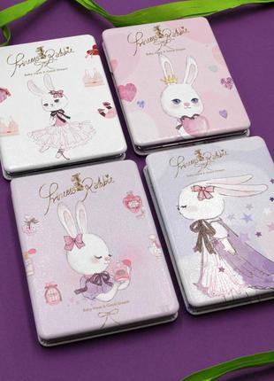 Карманное зеркало женское/детское, дорожное косметическое зеркало princess rabbie, квадратное зеркальце