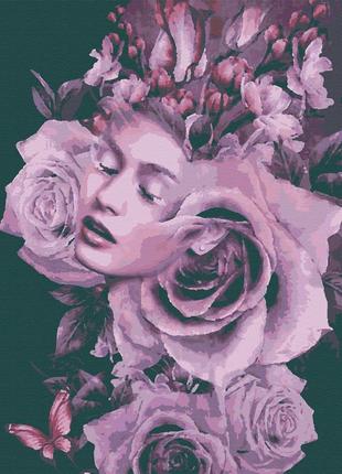 Картина по номерам бланк rb- 0235 трояндова королева дівчина в квітах