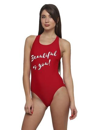 Жіночий спільний купальник малинового кольору atlantic beach 61036