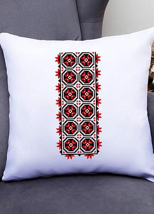 Подушка декоративная с принтом "украинский красный орнамент" push it