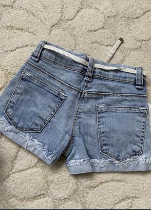 Джинсовые шорты с поясом и утяжкой, на 2-3 года, шорти джинсові3 фото
