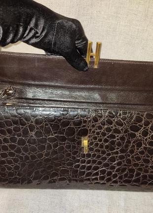 Сумка, клатч з натуральної шкіри крокодила, алігатора в стилі hermes. ручна робота, вінтаж.4 фото