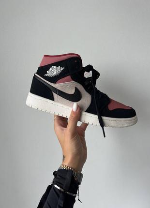Кросівки jordan retro 1 mid rust strawberry valentine