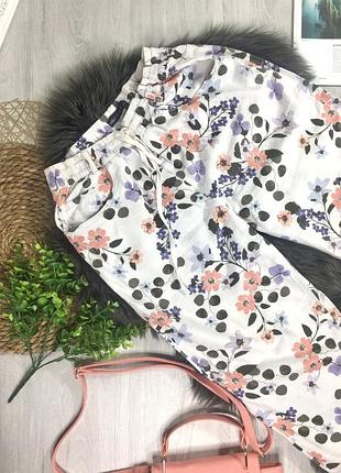 Лляні брюки з квітковим принтом2 фото