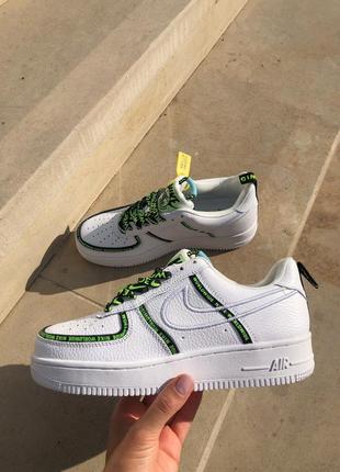 Nike air force 1 worldwide white/green женские кроссовки найк аир форс