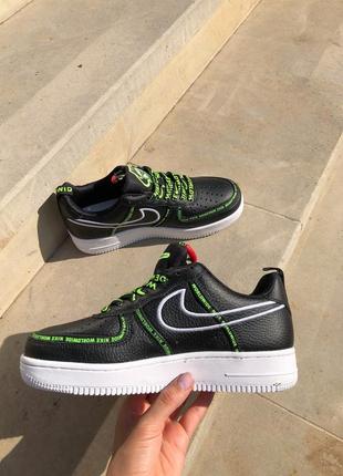 Nike air force 1 worldwide black/green женские кроссовки найк аир форс