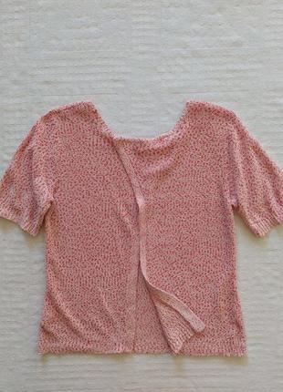 Блуза з коротким рукавом, меланж, бавовна виріз на спині2 фото