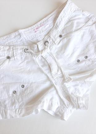Літні льняні шорти білі короткі1 фото