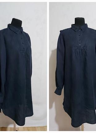 Льняное платье рубашка прямого , свободного кроя gap