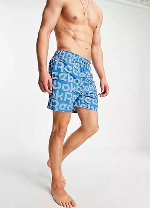 Reebok swim short with text logo print спортивні шорти плавки оригінал2 фото