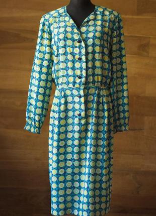 Шовкова різнокольорова вінтажна сукня міді жіноча giovannozzi, розмір m