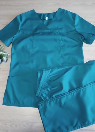 Жіноча медична блуза,топ морська хвиля 42-52 р з сорочкової тканини