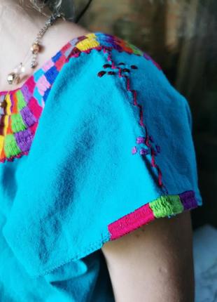 Блуза коттон хлопок в этно бохо стиле с вышивкой майка топ6 фото