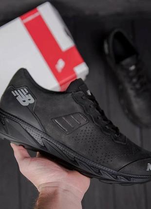 Кроссовки мужские черные new balance clasic black. натуральная кожа!