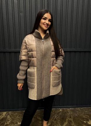 Розкішне пальто із 100% натуральної альпаки та норки1 фото