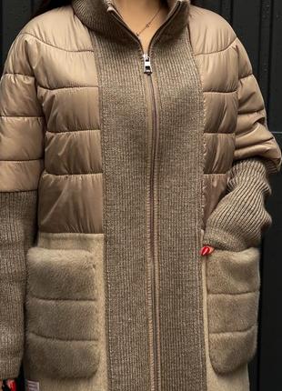 Розкішне пальто із 100% натуральної альпаки та норки8 фото
