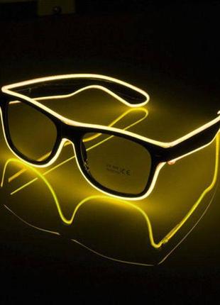 Очки светодиодные прозрачные el neon ray yellow неоновые