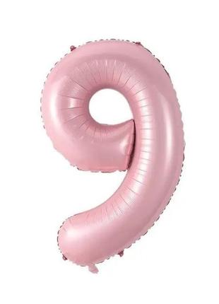 Фольгована цифра 9 ніжно рожева (baby pink) 70 см