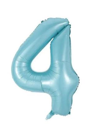Фольгована цифра 4 ніжно блакитна (baby blue) 70 см