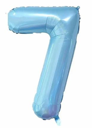 Фольгована цифра 7 ніжно блакитна (baby blue) 70 см