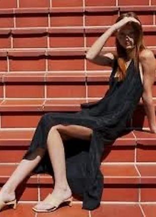 Платье миди сарафан с разрезом с вырезом zara новая коллекция сарафан с декольте7 фото