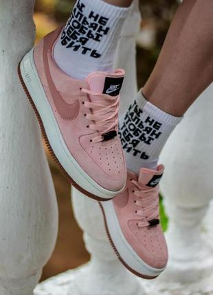 Nike air force 1 sage pink white 1 женские кроссовки найк аир форс/  розовые4 фото