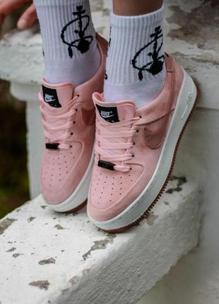 Nike air force 1 sage pink white 1 женские кроссовки найк аир форс/  розовые8 фото