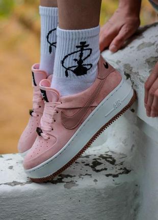 Nike air force 1 sage pink white 1 женские кроссовки найк аир форс/  розовые6 фото