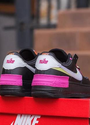 Nike air force 1 shadow removable patches black pink женские кроссовки найк аир форс шадов6 фото