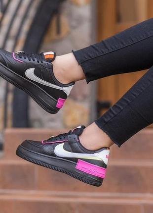 Nike air force 1 shadow removable patches black pink женские кроссовки найк аир форс шадов2 фото