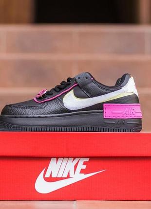 Nike air force 1 shadow removable patches black pink женские кроссовки найк аир форс шадов4 фото
