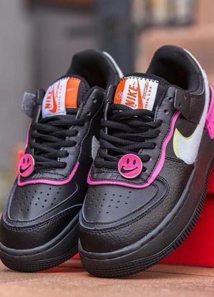 Nike air force 1 shadow removable patches black pink женские кроссовки найк аир форс шадов3 фото
