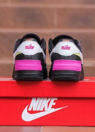 Nike air force 1 shadow removable patches black pink женские кроссовки найк аир форс шадов5 фото
