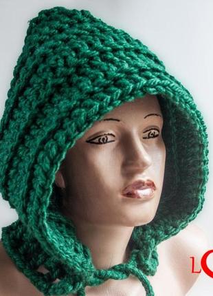 Шапка, женская вязаная шапка, шапка капюшон, handmade шапка, модная стильная шапка