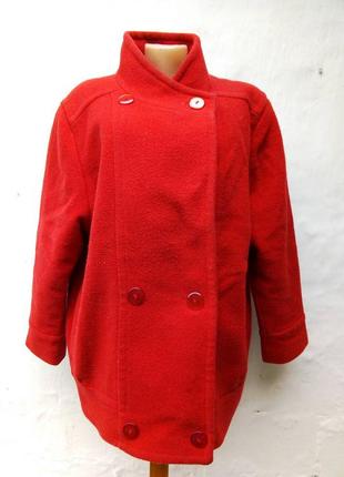 Трендовое красное шерстяное пальто кокон,oversize.