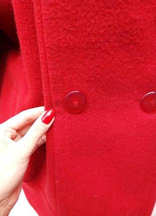 Трендові червоне вовняне пальто кокон,oversize.2 фото