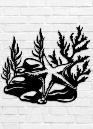 Картина з дерева панно на стіну гумна морська зірка twd wall116 40x35см чорна морська тематика