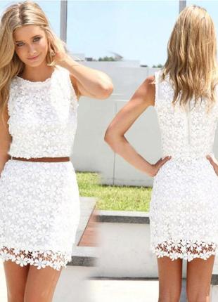 Zolla ажурна сукня//біле плаття міні