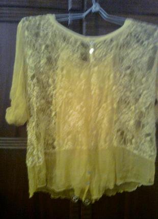 Красивая и оригинальная ажурная кофта с желтой майкой, италия