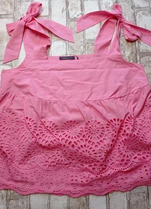 Блуза майка з бавовни і набивним мереживом нова