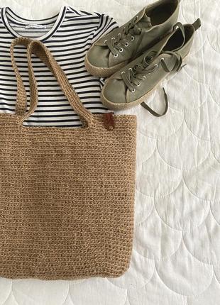 Шопер із джуту, еко-торба, літня сумка, еко шоппер з джуту, сумка на пляж, торба для покупок5 фото