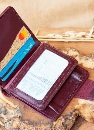 Маленький гаманець в бордовому кольорі з тисненням «квітучий сад»10 фото